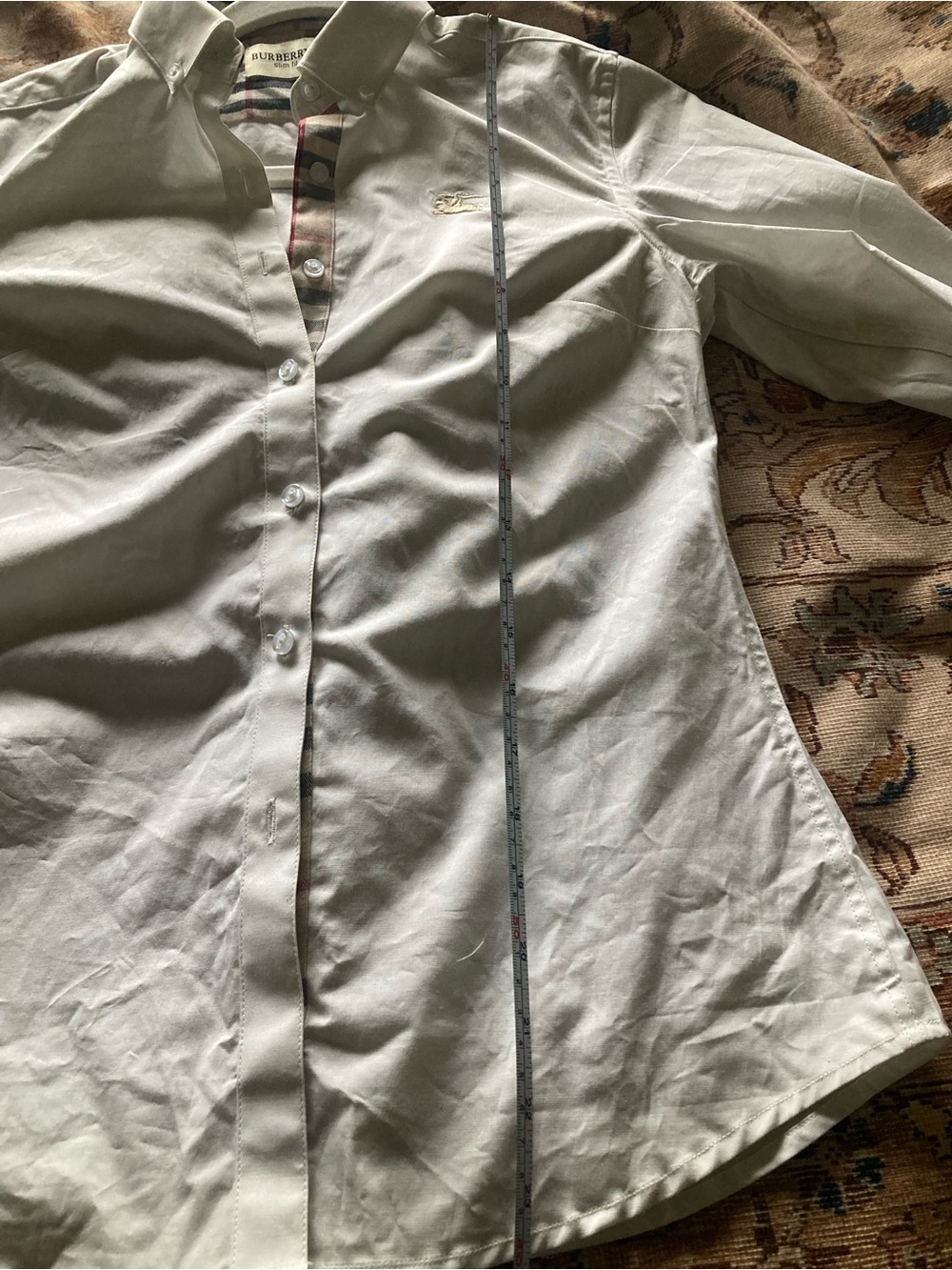 Burberry White Button-Up with Nova Check Trim - Picture 7 of 8